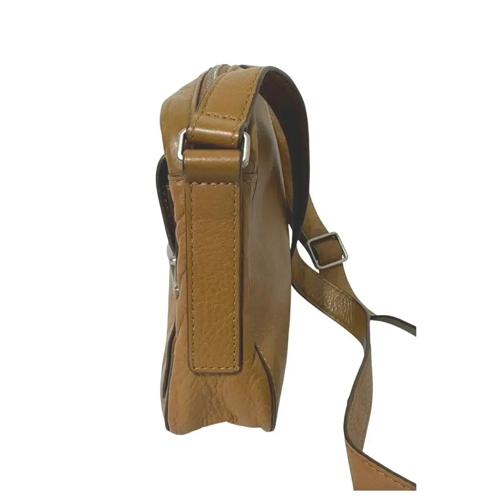 Fossil Riley Leather Crossbody Bag Adjustable Strap Camel Brown Silver Hardware - Picture 6 of 10